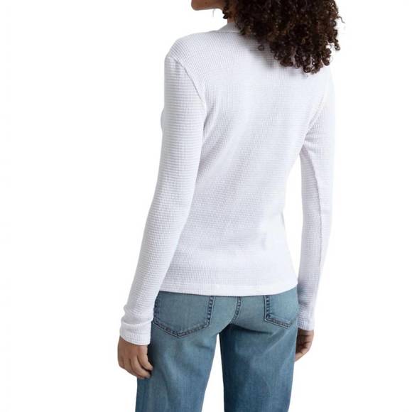 NEW ASKK NY snap henley top in ivory - Picture 2 of 3